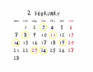 2022年２月のカレンダー/定休日