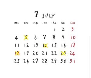 2022年7月のカレンダー/定休日