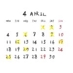 2022年4月のカレンダー/定休日