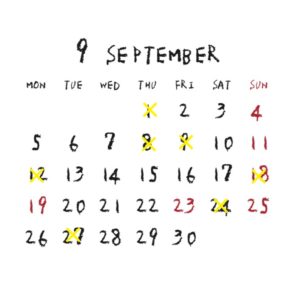 2022年9月のカレンダー/定休日