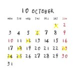 2022年10月のカレンダー/定休日