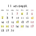 2022年11月のカレンダー/定休日