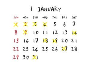 2023年1月のカレンダー/定休日