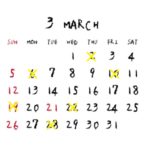 2023年3月のカレンダー/定休日