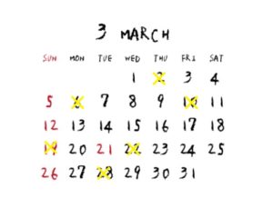 2023年3月のカレンダー/定休日