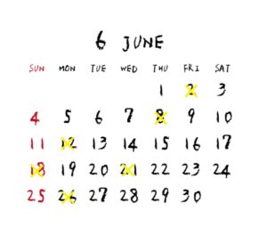 2023年6月のカレンダー/定休日