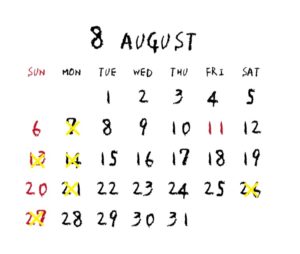2023年８月のカレンダー/定休日