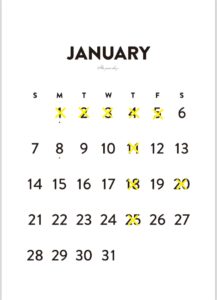 2024年1月のカレンダー/定休日