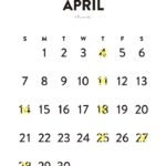 2024年4月のカレンダー/定休日