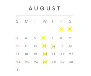 2025年9月のカレンダー/定休日