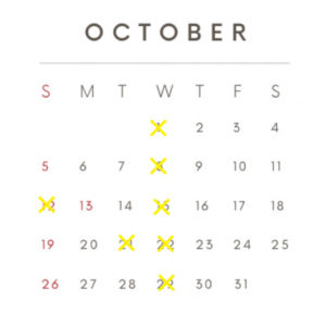 2025年10月のカレンダー/定休日