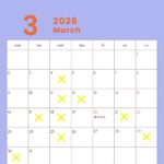 2026年3月のカレンダー/定休日